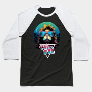 Retro Wave Peruvian Guinea Pig Miami Baseball T-Shirt